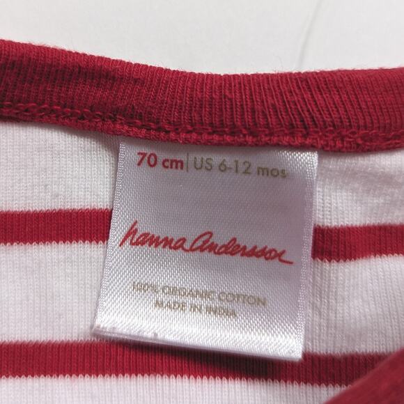 Hanna Andersson Dress Baby Girls Sz 6-12m Red Stripe Casual Basic Everyday Twirl - Picture 5 of 5